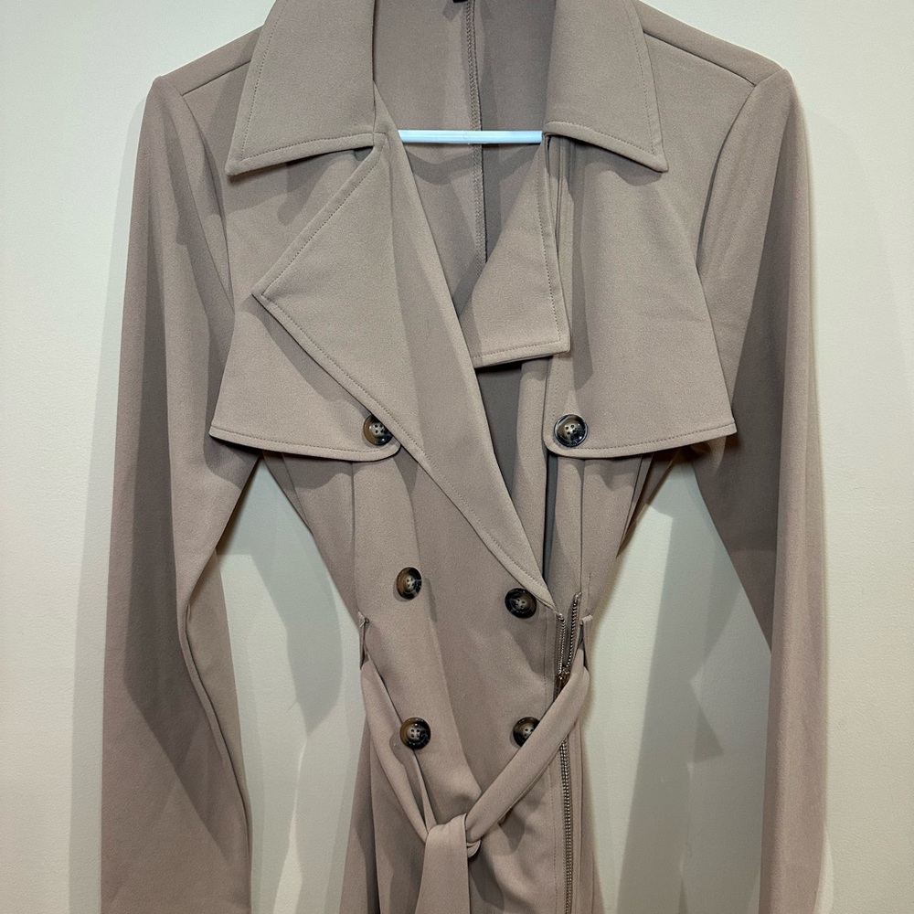 Fashion Nova Tan Trench Coat with Double-Breasted Front